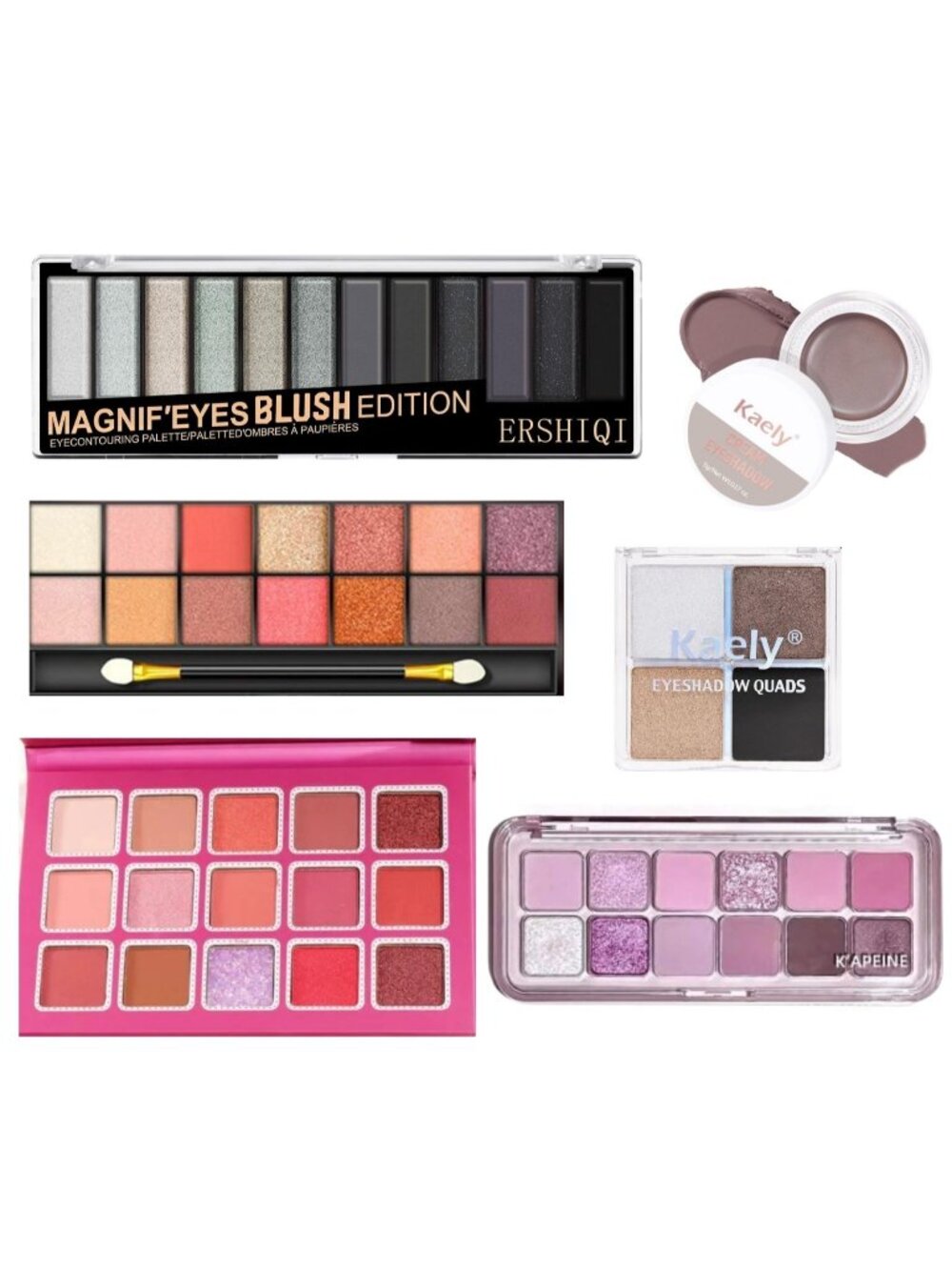 6 Pc Miss Rose Ershiqi Eyeshadow Palette Cream Set Neutral Pink Charcoal New